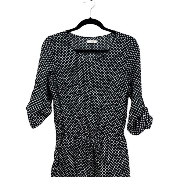 Ann Taylor Loft Romper Floral Roll‎ Tab Sleeves Tie Waist Pockets Women Size 4 - Picture 2 of 5